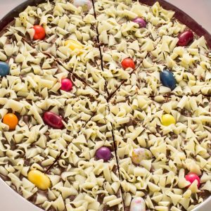 Jelly Bean Jumble chocolate pizza up close