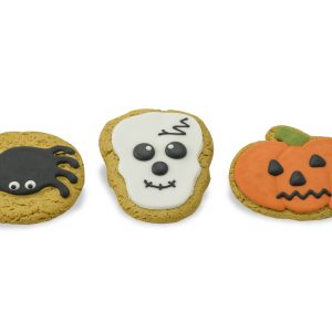 3 different Halloween iced biscuits