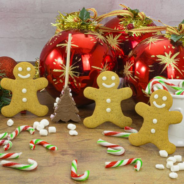 Ginger bread men with a Christmas setting